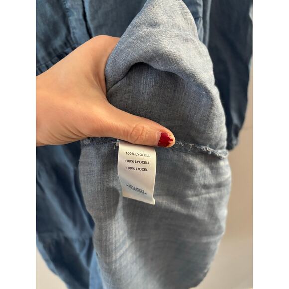 Casa Cabana Womens Chambray Dress XS Cowgirl Western Tiered Boho Long Sleeve - Picture 3 of 7